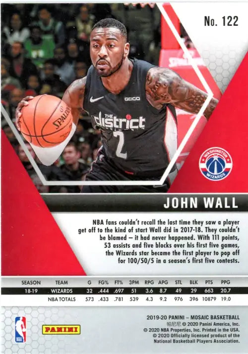 2019-20 Panini Mosaic #122 John Wall Washington Wizards NBA Basketball NM-MT