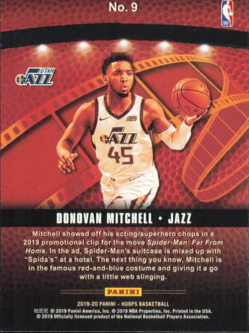 2019-20 Hoops Lights Camera Action #9 Donovan Mitchell Utah Jazz NBA Card NM-MT