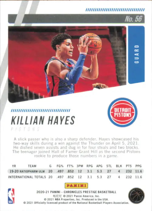 2020-21 Panini Chronicles #56 Killian Hayes Rookie Pistons Prestige NBA NM-MT