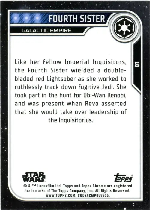 2023 Topps Chrome Star Wars #10 Fourth Sister NM-MT