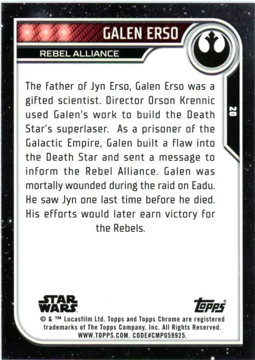 2023 Topps Chrome Star Wars #20 Galen Erso NM-MT