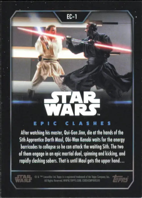 2023 Topps Star Wars Epic Clashes #EC1 Obi-Wan Kenobi vs. Darth Maul NM-MT