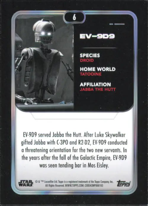 2023 Topps Star Wars #6 EV-9D9 Mandalorian NM-MT