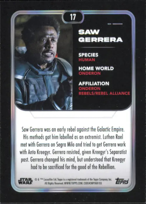 2023 Topps Star Wars #17 Saw Gerrera Andor NM-MT