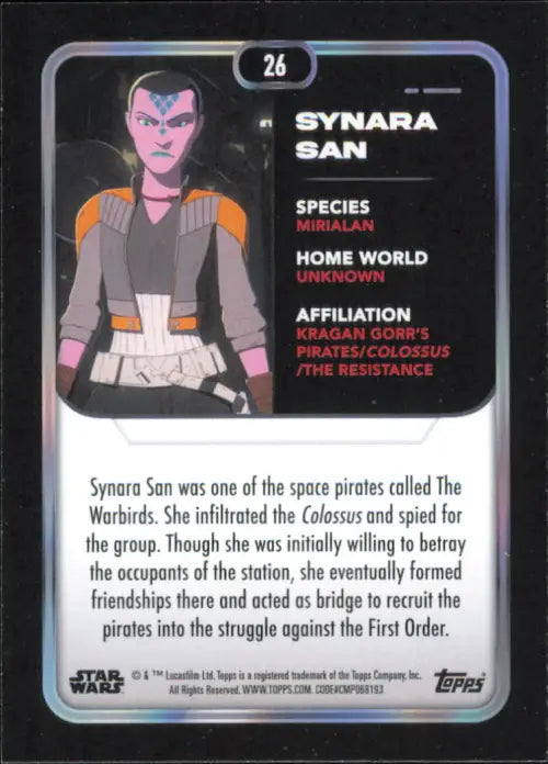 2023 Topps Star Wars #26 Synara San Resistance NM-MT