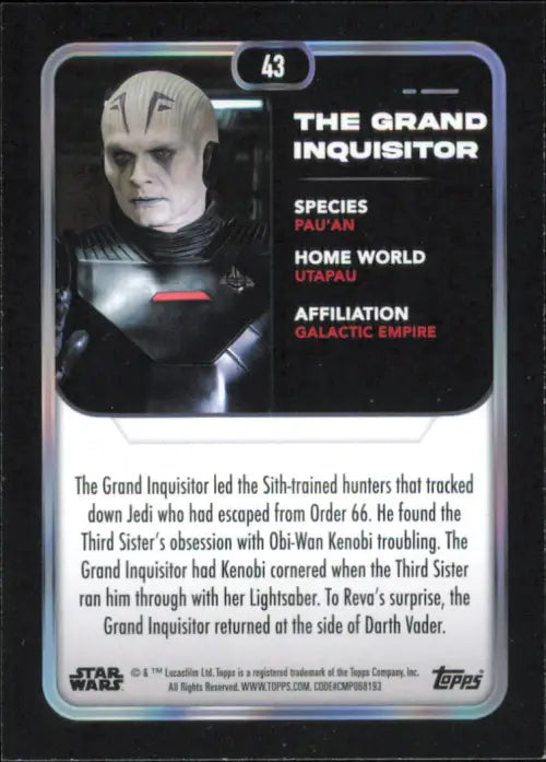 2023 Topps Star Wars #43 The Grand Inquisitor Obi Wan Kenobi NM-MT