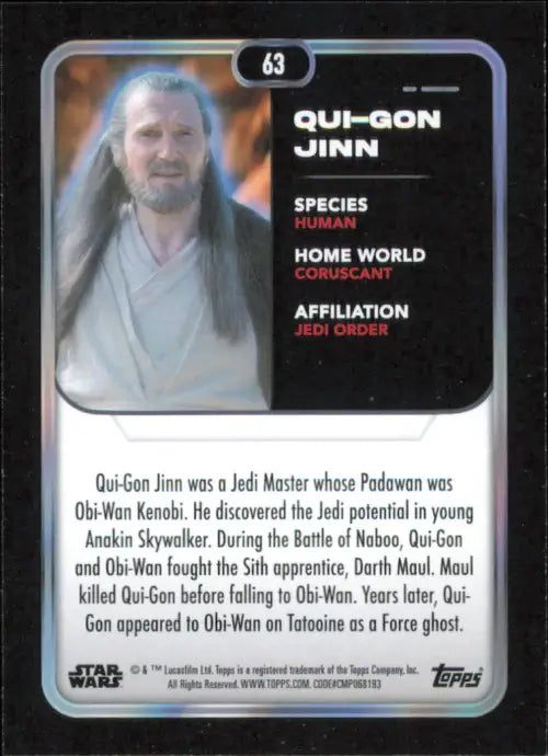 2023 Topps Star Wars #63 Qui-Gon Jinn Obi Wan Kenobi NM-MT