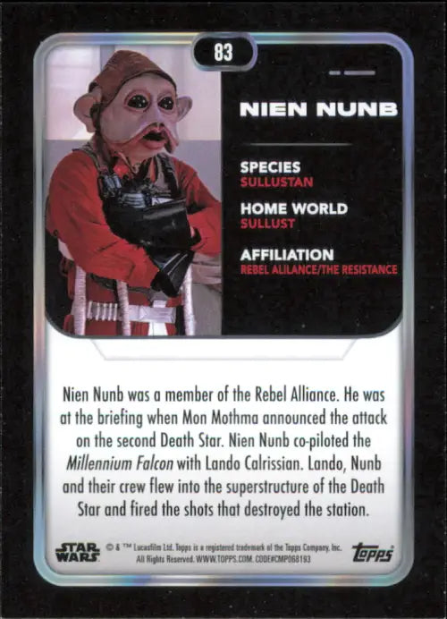 2023 Topps Star Wars #83 Nien Nunb Return of the Jedi NM-MT