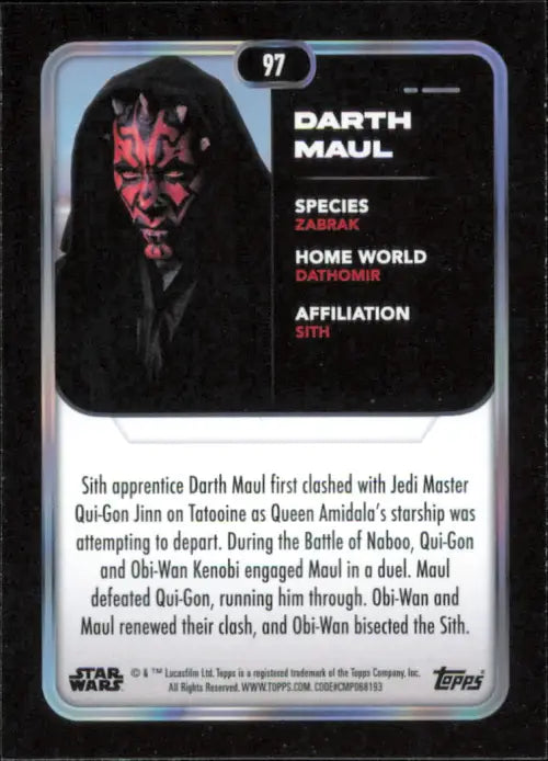 2023 Topps Star Wars #97 Darth Maul The Phantom Menace NM-MT