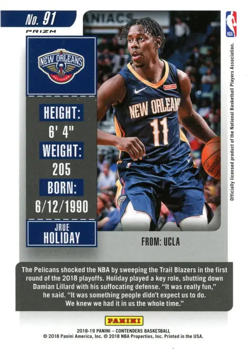 2018-19 Panini Contenders Premium #91 Jrue Holiday New Orleans Pelicans NM-MT