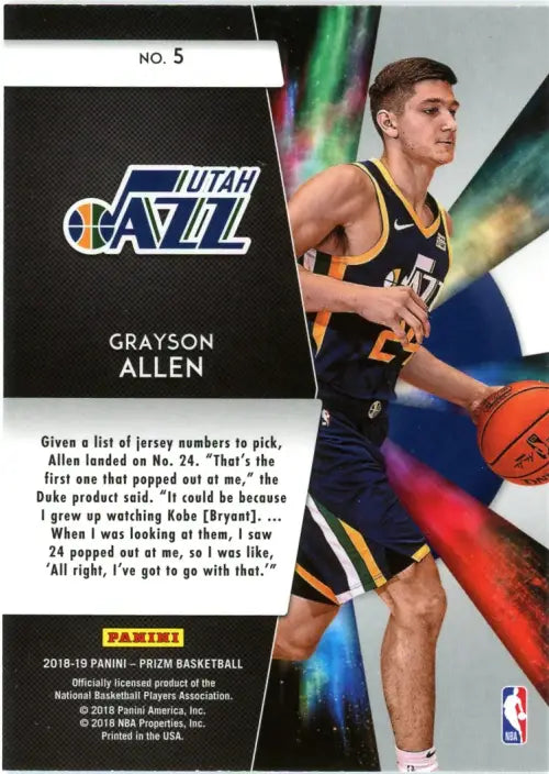 2018-19 Panini Prizm Freshman Phenoms #5 Grayson Allen Utah Jazz NBA Card NM-MT