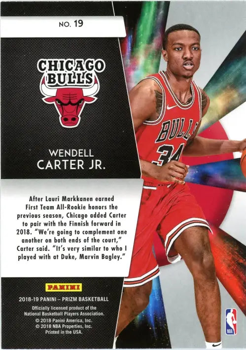 2018-19 Panini Prizm Freshman Phenoms #19 Wendell Carter Jr. Chicago Bulls NM-MT