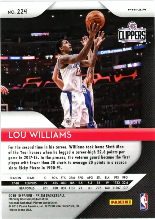 2018-19 Panini Prizm Prizms Green #224 Lou Williams Los Angeles Clippers NM-MT