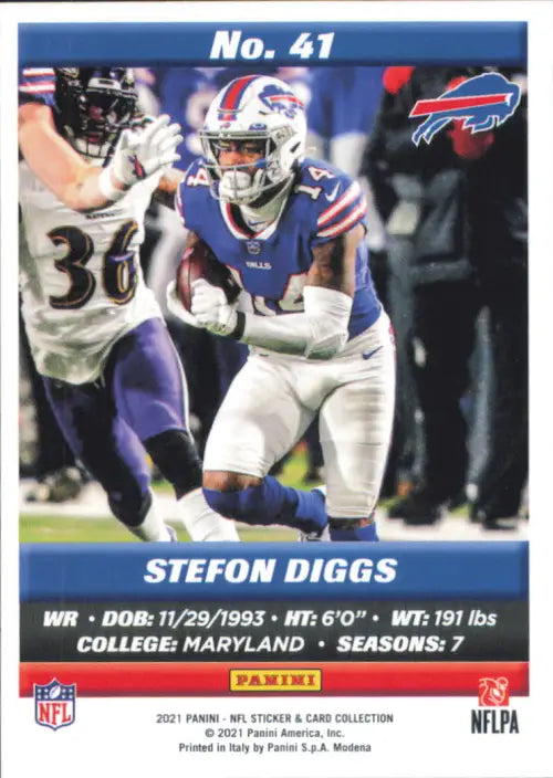 2021 Panini Stickers Cards #41 Stefon Diggs Buffalo Bills Football NFL NM-MT