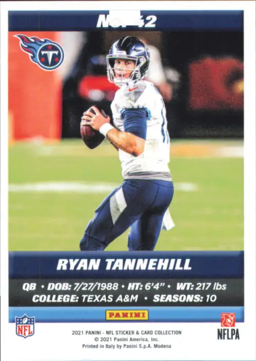 2021 Panini Stickers Cards #42 Ryan Tannehill Tennessee Titans Football NM-MT