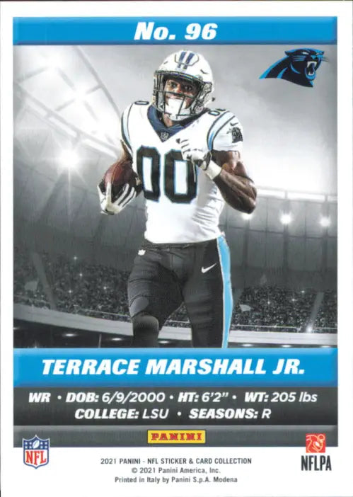 2021 Panini Stickers Cards #96 Terrace Marshall Jr. Rookie Panthers NFL NM-MT