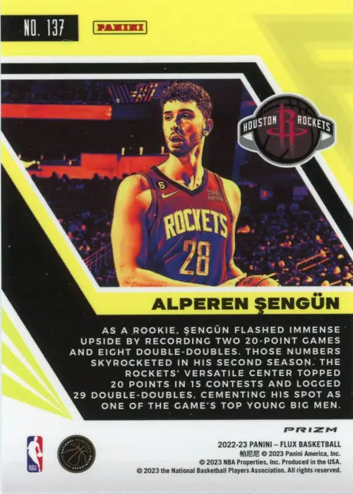 2022-23 Panini Flux Silver Mojo #137 Alperen Sengun Houston Rockets Card NM-MT