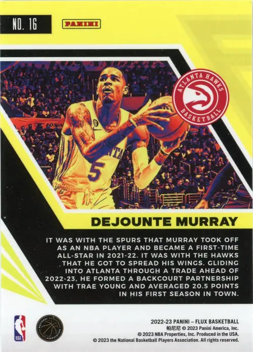 2022-23 Panini Flux #16 Dejounte Murray Atlanta Hawks Basketball Card NBA NM-MT