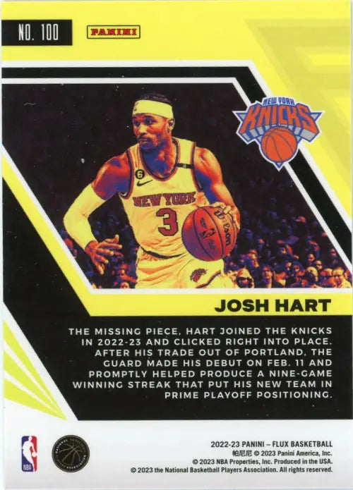 2022-23 Panini Flux #100 Josh Hart New York Knicks Basketball Card NBA NM-MT