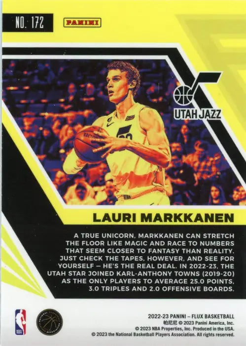 2022-23 Panini Flux #172 Lauri Markkanen Utah Jazz Basketball Card NBA NM-MT