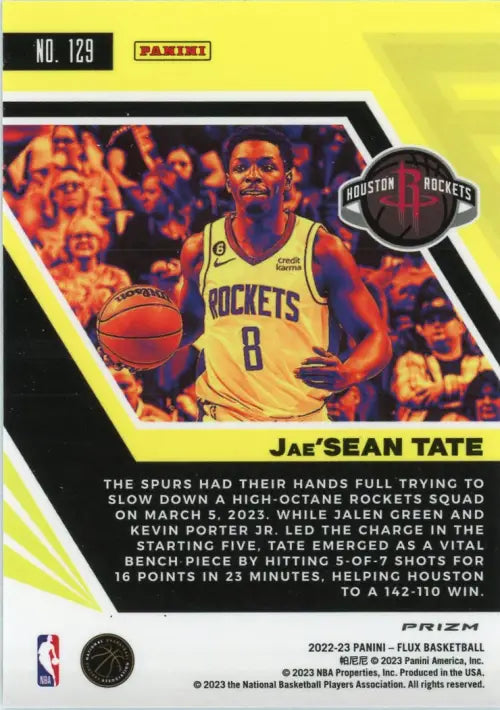 2022-23 Panini Flux Silver #129 Jae’Sean Tate Houston Rockets Basketball NM-MT