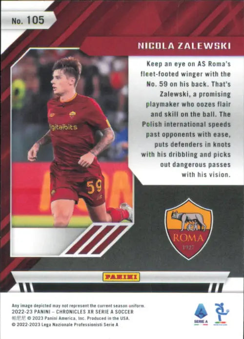 2022-23 Panini Chronicles Serie A #105 Nicola Zalewski Rookie XR AS Roma NM-MT