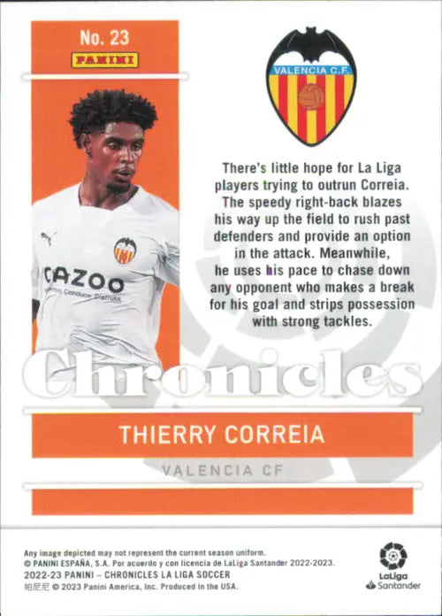 2022-23 Panini Chronicles La Liga #23 Thierry Correia Valencia CF Soccer NM-MT