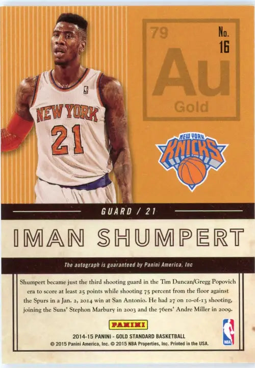 2014-15 Panini Gold Standard Autographs #16 Iman Shumpert Auto /79 Knicks NM-MT