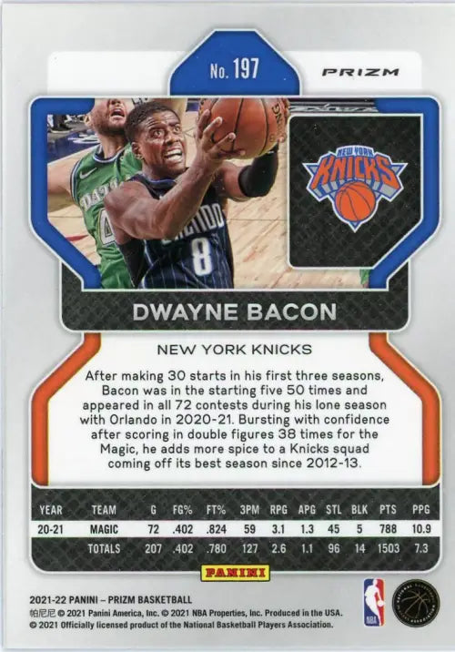 2021-22 Panini Prizm Red White and Blue #197 Dwayne Bacon New York Knicks NM-MT