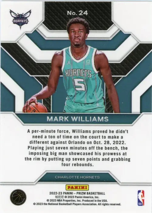 2022-23 Panini Prizm Emergent #24 Mark Williams Charlotte Hornets Card NBA NM-MT