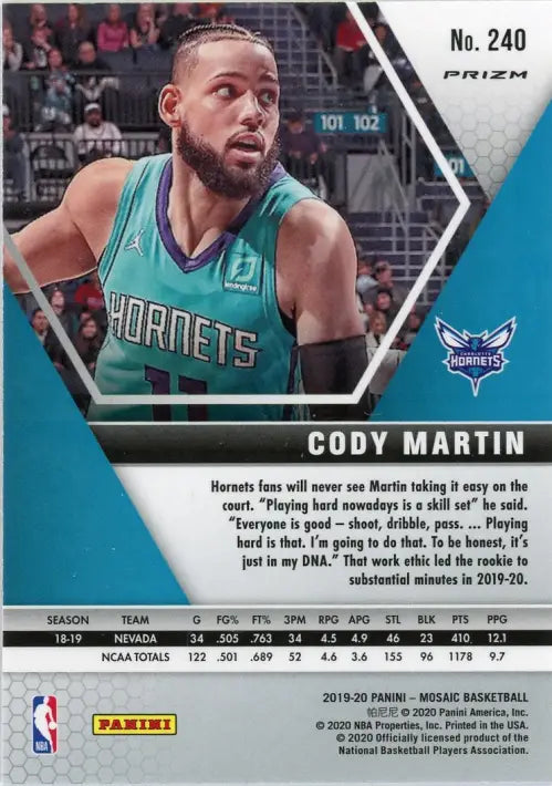 2019-20 Panini Mosaic Pink Camo #240 Cody Martin Charlotte Hornets Card NM-MT