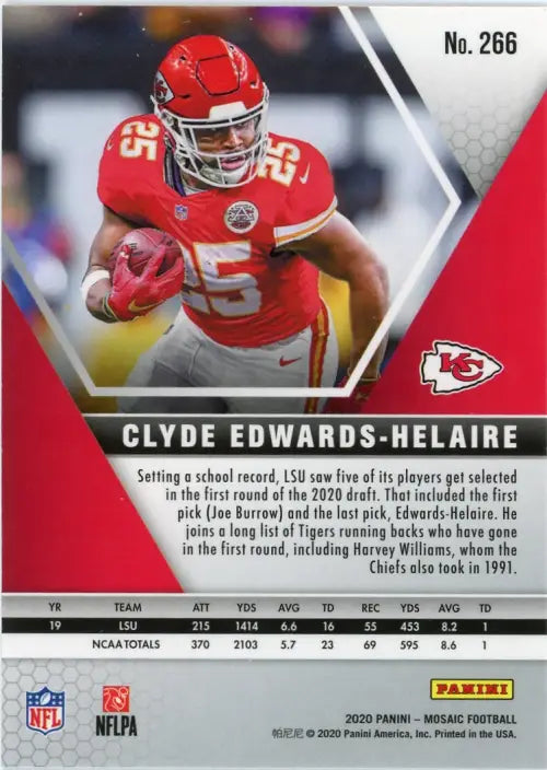 2020 Panini Mosaic #266 Clyde Edwards Helaire Rookie Kansas City Chiefs NM-MT