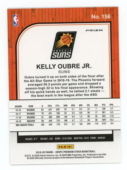 2019-20 Hoops Premium Stock Green #156 Kelly Oubre Jr Phoenix Suns Card NM-MT