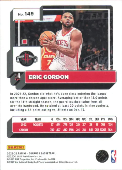 2022-23 Donruss Holo Red and Gold Laser #149 Eric Gordon Houston Rockets NM-MT