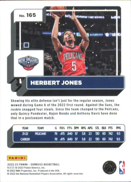 2022-23 Donruss Holo Red and Gold Laser #165 Herbert Jones NO Pelicans NBA NM-MT