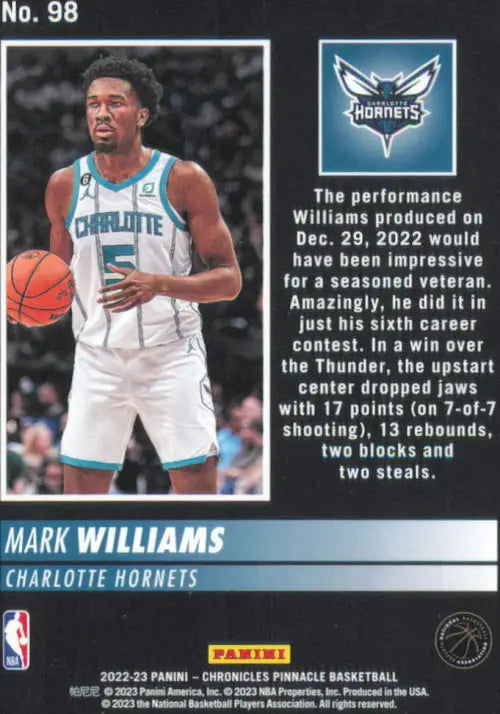 2022-23 Panini Chronicles #98 Mark Williams Pinnacle Rookie Hornets Card NM-MT