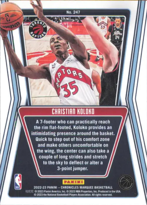 2022-23 Panini Chronicles #247 Christian Koloko Marquee Rookie Raptors NBA NM-MT