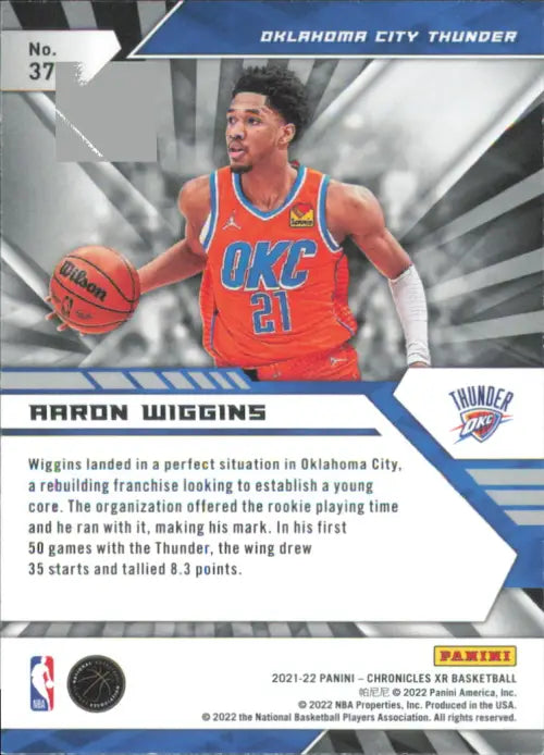 2021-22 Panini Chronicles #373 Aaron Wiggins Rookie XR OKC Thunder Card NM-MT