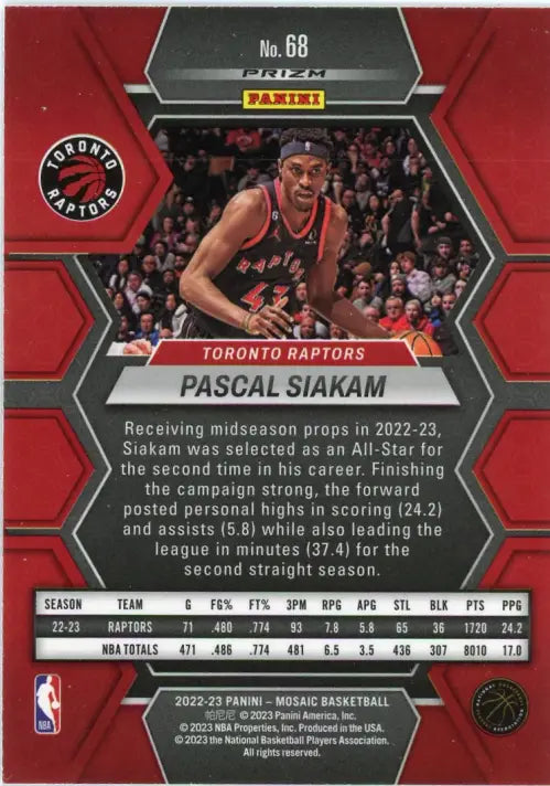 2022-23 Panini Mosaic Silver #68 Pascal Siakam Toronto Raptors Basketball NM-MT