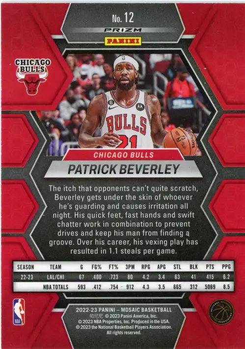 2022-23 Panini Mosaic Green #12 Patrick Beverley Chicago Bulls Basketball NM-MT