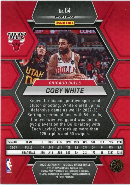 2022-23 Panini Mosaic Green #64 Coby White Chicago Bulls Basketball Card NM-MT