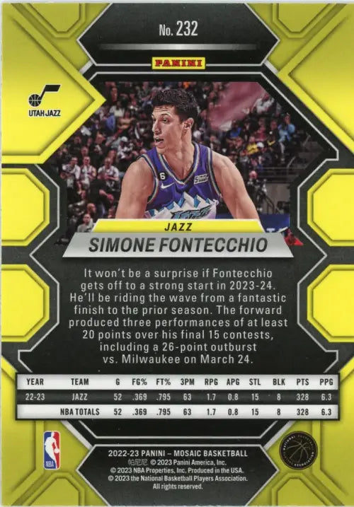 2022-23 Panini Mosaic #232 Simone Fontecchio Rookie Utah Jazz Basketball NM-MT