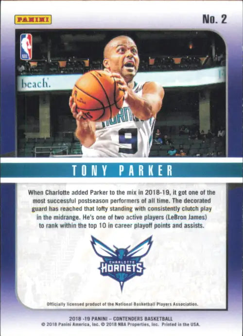 2018-19 Panini Contenders Hall of Fame Contenders #2 Tony Parker Hornets NM-MT