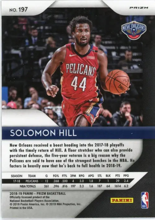 2018-19 Panini Prizm Red White and Blue #197 Solomon Hill NO Pelicans Card NM-MT