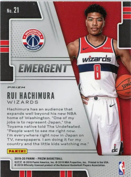 2019-20 Panini Prizm Emergent Silver #21 Rui Hachimura Washington Wizards NM-MT