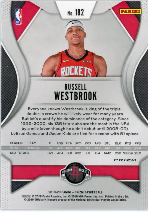 2019-20 Panini Prizm Purple Wave #182 Russell Westbrook Houston Rockets NM-MT