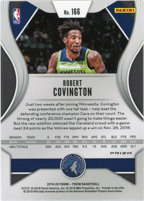 2019-20 Panini Prizm Red Ice #166 Robert Covington Minnesota Timberwolves NM-MT