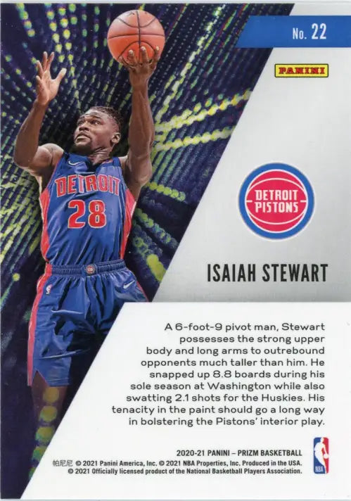 2020-21 Panini Prizm Instant Impact #22 Isaiah Stewart Rookie Pistons Card NM-MT