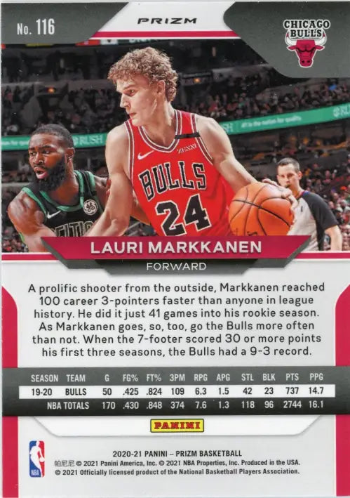 2020-21 Panini Prizm Ruby Wave #116 Lauri Markkanen Chicago Bulls Card NBA NM-MT