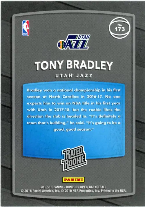 2017-18 Donruss Optic Mega Box Rookie Red Yellow #173 Tony Bradley Jazz NM-MT